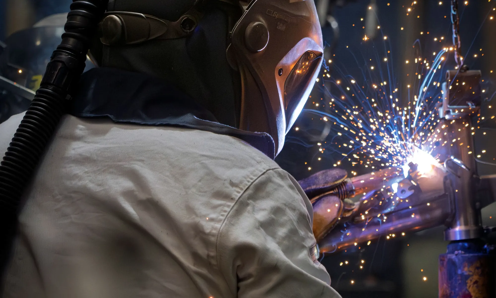 Machining and welding at an industrial workshop